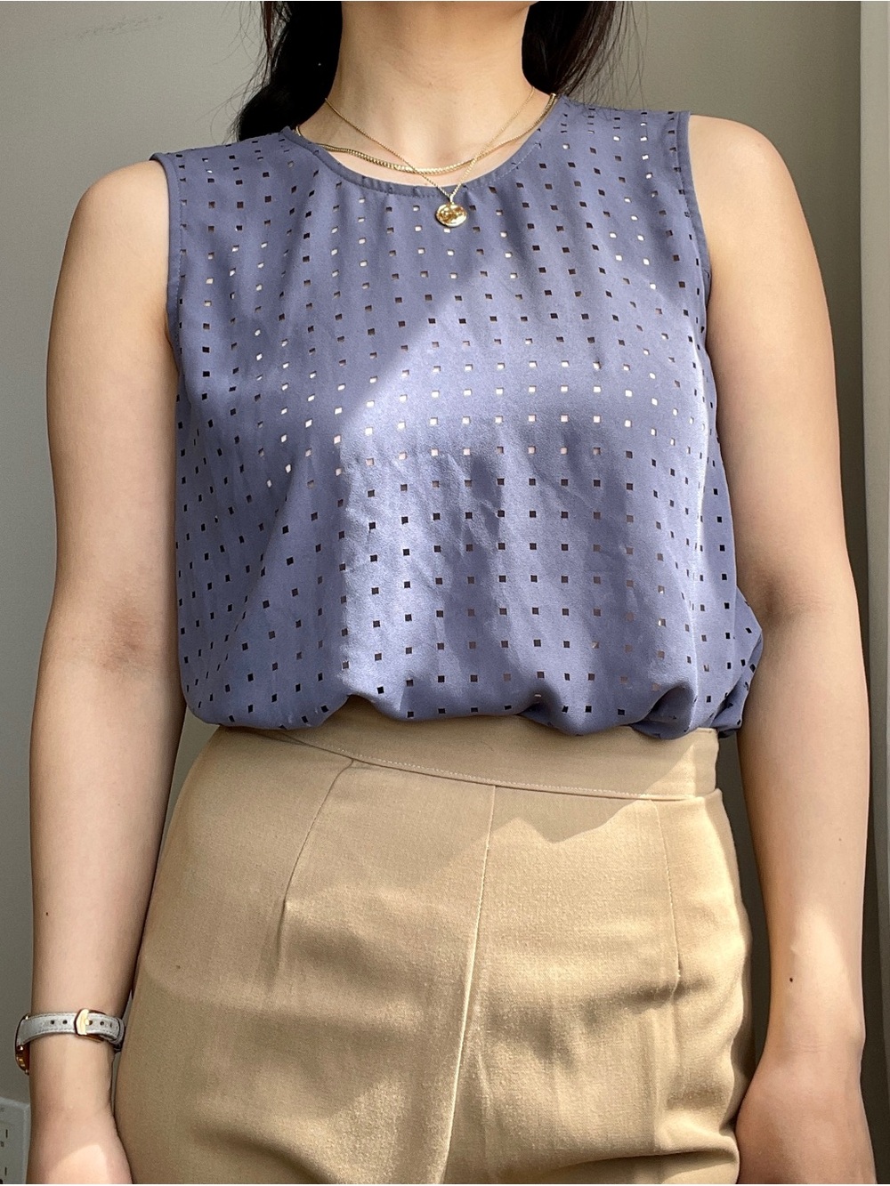 Banana Republic Grey Blue Sleeveless Blouse